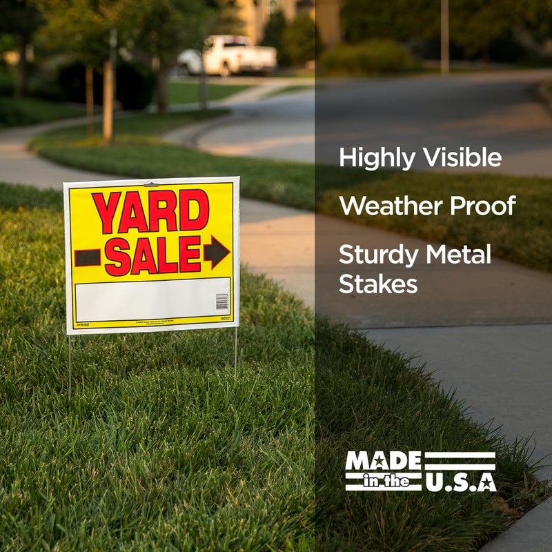Sunburst Systems 3908 Double Sided Yard Sale Sign, Fully Assembled with Metal U-Stake, 22" x 14", 10 Pack, Yellow,Red,Black - Image 2